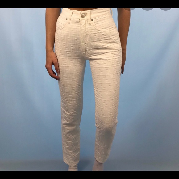 ISO Fendi Zucca Jeans pants White cream beige - Picture 2 of 3